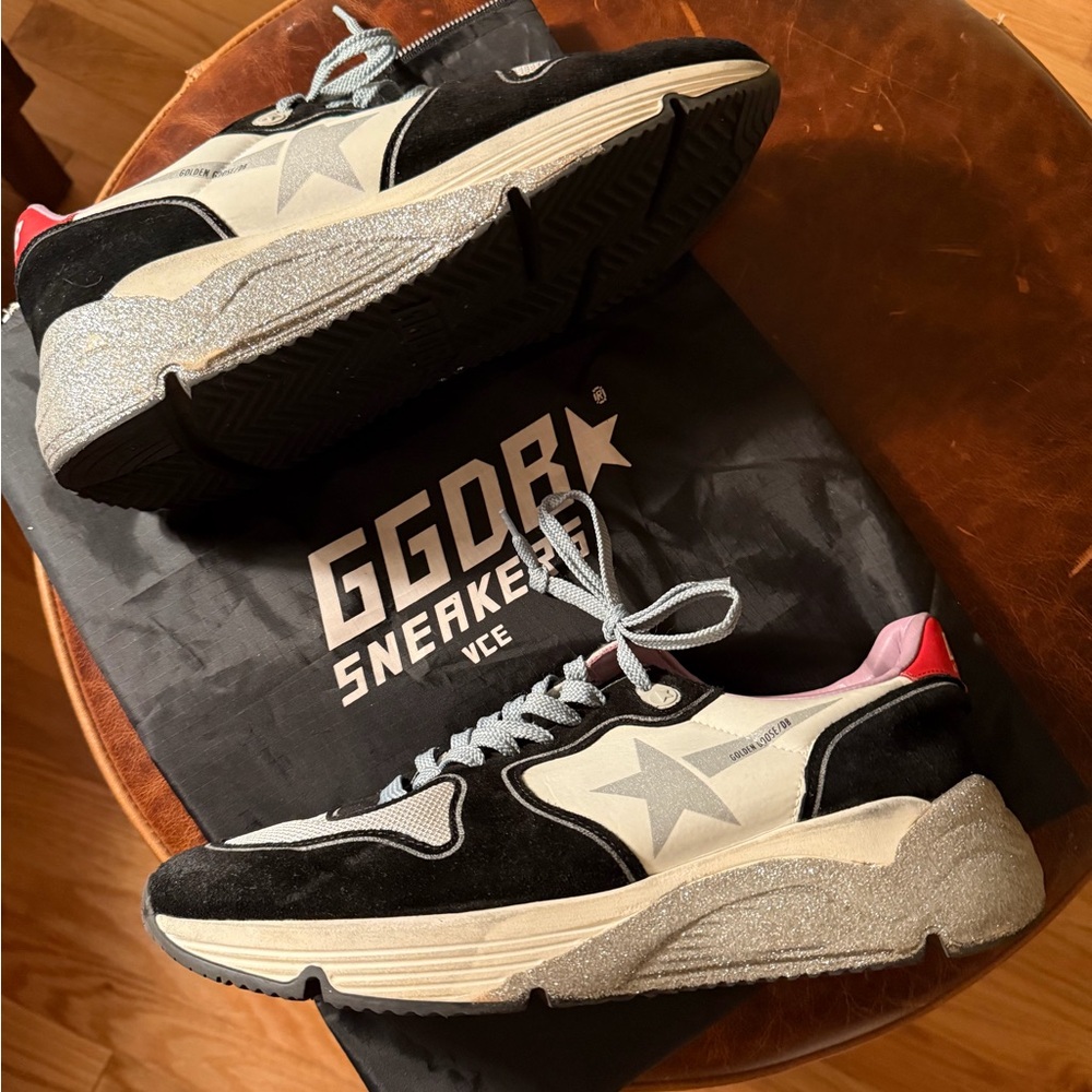 Golden Goose Black and Silver Sneakers
